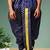 Navy blue printed pitambari ready to wear silk dhoti