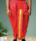 Red printed pitambari ready to wear silk dhoti (Free Size)