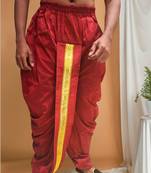 Maroon pitambari ready to wear silk dhoti (Free Size)