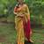 Mustard maheswari cotton saree with unstitched blouse piece