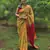 Mustard maheswari cotton saree with unstitched blouse piece
