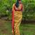 Mustard maheswari cotton saree with unstitched blouse piece