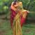 Mustard maheswari cotton saree with unstitched blouse piece