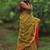 Mustard maheswari cotton saree with unstitched blouse piece