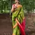 Green maheswari cotton saree with unstitched blouse piece
