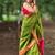 Green maheswari cotton saree with unstitched blouse piece