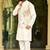 Off white cream malai satin kurta with embroidery work nehru jacket
