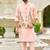 Peach pink malai satin kurta with embroidery work nehru jacket