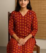 Floral doriya hand block print kurta