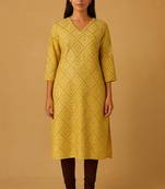 Brown bandhani hand block print kurta