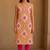 Pink bandhani hand block print kurta