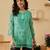 Hand embroidered sea green georgette lucknowi chikankari kurti with slip