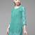 Hand embroidered sea green georgette lucknowi chikankari kurti with slip