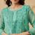 Hand embroidered sea green georgette lucknowi chikankari kurti with slip