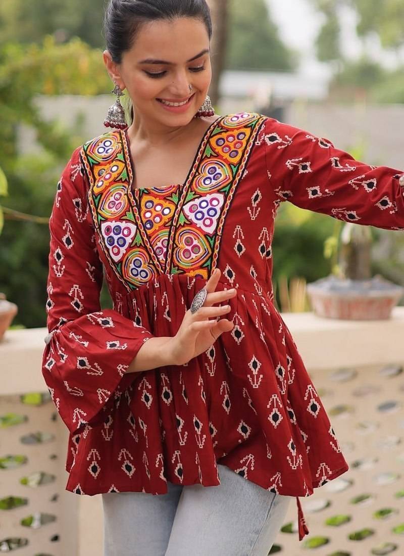 Cotton print with kutchi patch-work