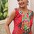 Bandhej printed georgette with kutchi gamthi mirror & codi lace work