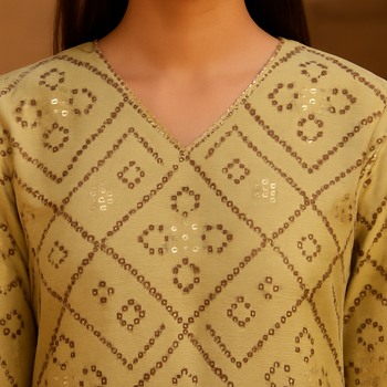 Brown bandhani hand block print kurta 3