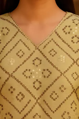 Brown bandhani hand block print kurta