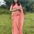 Peach Mul Cotton Hand Painted Tulip Saree