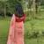 Peach Mul Cotton Hand Painted Tulip Saree