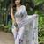 White Mul Cotton Hand-Painted Tulip Saree