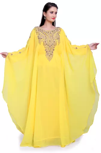Radiant Yellow Designer Stitched Kaftan with Intricate Handwork Embroidery