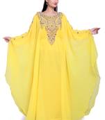 Radiant Yellow Designer Stitched Kaftan with Intricate Handwork Embroidery