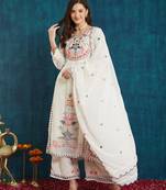 Off-white embroidered georgette resham embroidery kurta-sets