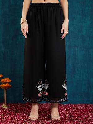 Black embroidered georgette resham embroidery kurta-sets 5