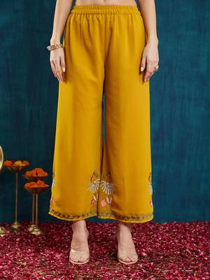 Mustard embroidered georgette resham embroidery kurta-sets 5
