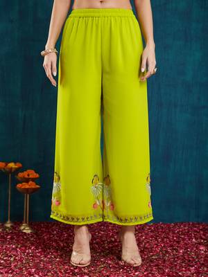 Light-green embroidered georgette resham embroidery kurta-sets 5