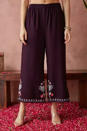 Light-wine embroidered georgette resham embroidery kurta-sets
