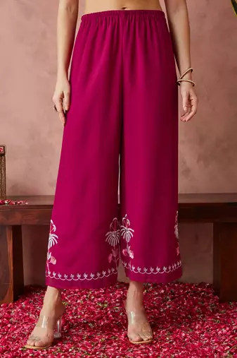 Pink embroidered georgette resham embroidery kurta-sets