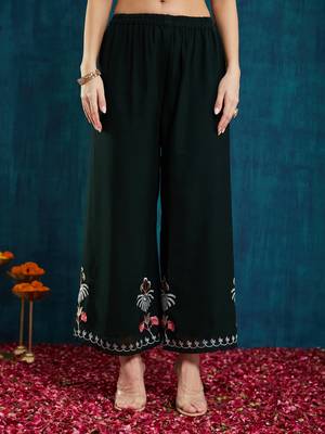 Dark-green embroidered georgette resham embroidery kurta-sets 5