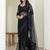 Beautifully black sequins and thread embroidered with stone work Soft Mono Net fabric indian designer saree