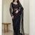 Beautifully black sequins and thread embroidered with stone work Soft Mono Net fabric indian designer saree