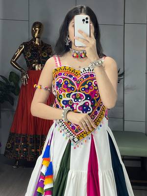 Multicolor Frilled Pattern Navratri Lehenga Choli With Fully Stitched Blouse 4