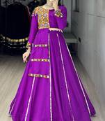 Purple Triangle Lace Navratri Lehenga Choli With Fully Stitched Blouse