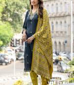 Embroidered Hand Work Straight Kurta With Trousers & With Dupatta