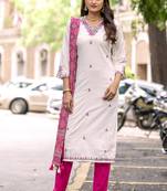 Embroidered Hand Work Straight Kurta With Trousers & With Dupatta