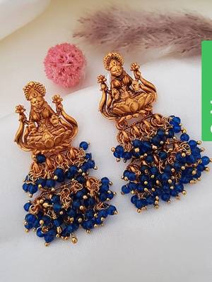 Gold plated blue goddess hydra earrings 1