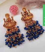 Gold plated blue goddess hydra earrings