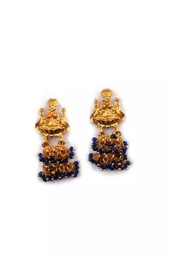Gold plated blue goddess hydra earrings