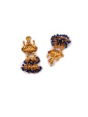 Gold plated blue goddess hydra earrings 3