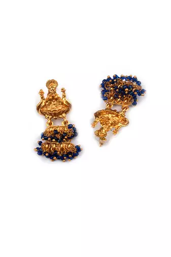 Gold plated blue goddess hydra earrings
