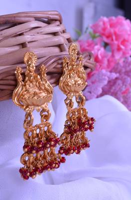 Gold plated red goddess hydra earrings 1