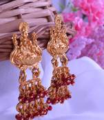 Gold plated red goddess hydra earrings