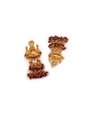 Gold plated red goddess hydra earrings 3