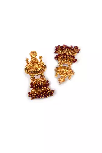 Gold plated red goddess hydra earrings