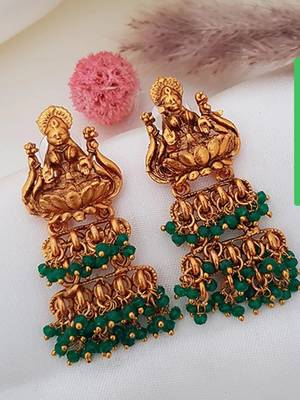 Gold plated green goddess hydra earrings 1